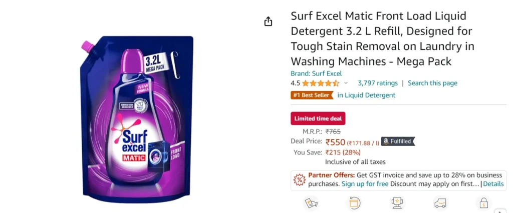 SurfExcelMaticFrontLoadLiquidDetergent Surf+Excel+Matic+Front+Load+Liquid+Detergent