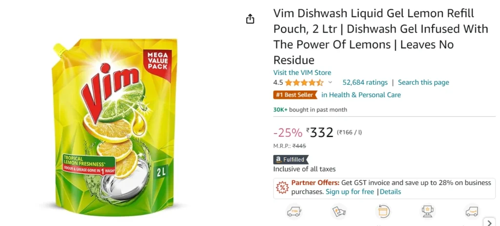 VimDishwashLiquidGelLemonRefillPouch Vim+Dishwash+Liquid+Gel+Lemon+Refill+Pouch