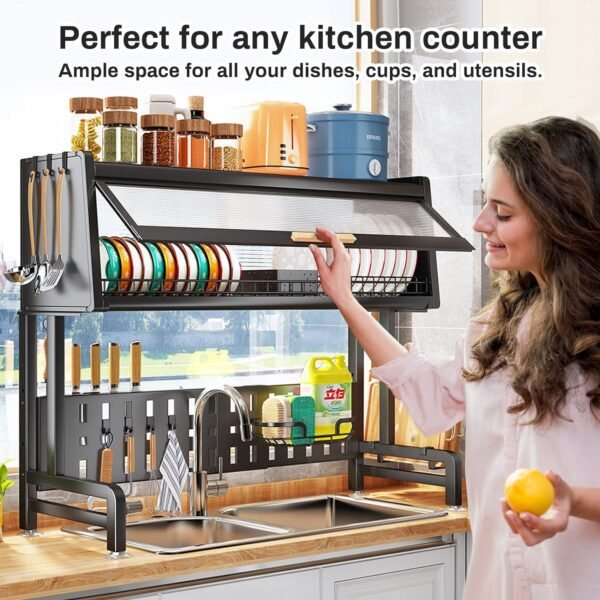 2 Layer Metal Kitchen Dish Drainer Organizer Storage Rack