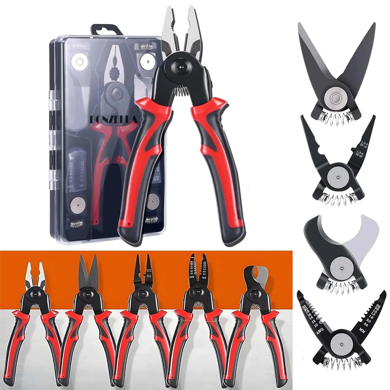 5 in 1 multifunctional Pliers Tool Kit With 5 Interchangeable Heads