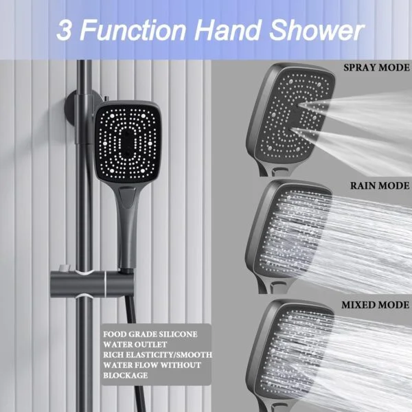 Thermostatic Shower Panel with Piano Switches and Digital Display 2
